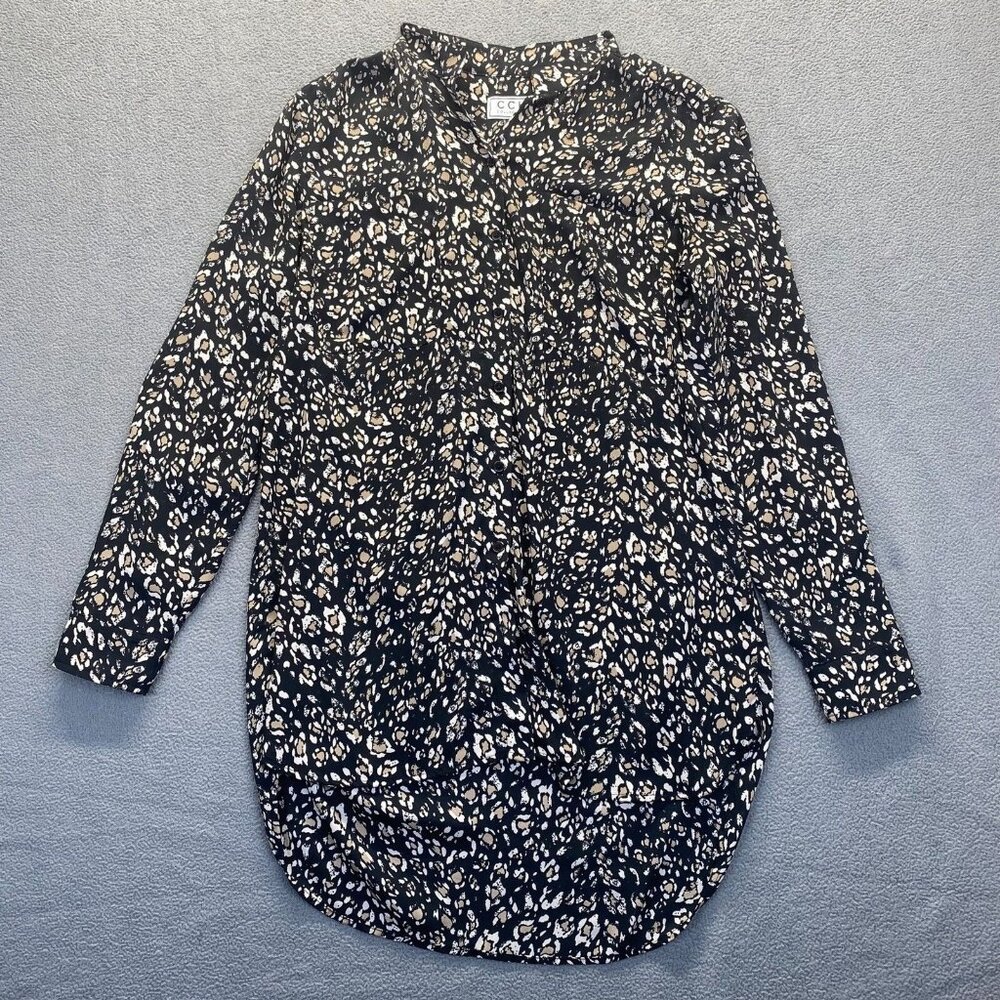 CCH Collection Womens'Top Long Sleeve Black  Blouse Size M,Buttons Front,Pocket